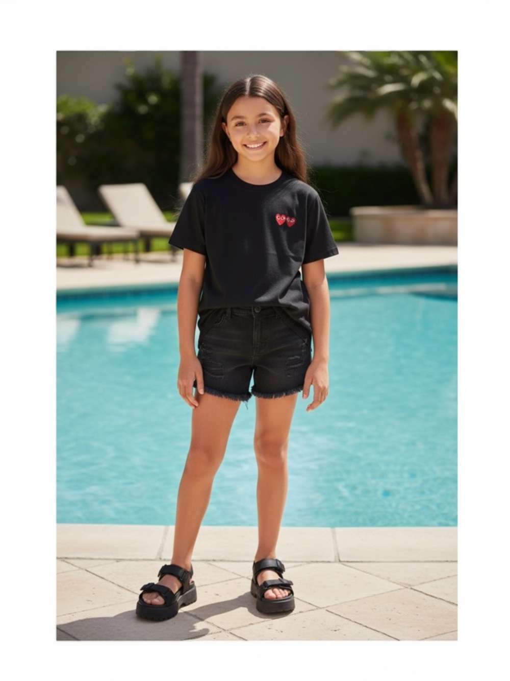Comme Des Garçons Play ❤︎︎❤︎︎ Double Mini Hearts T-Shirt ❤︎︎❤︎︎ Black ❤︎︎❤︎︎ XS